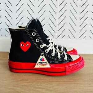 ❤️Converse Chuck 70 Hi Comme Des Garçons Play Sz 10 Mens Shoes Black Red A01793C